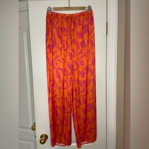 NWT - Satin Printed Flowy Wide Leg Pants